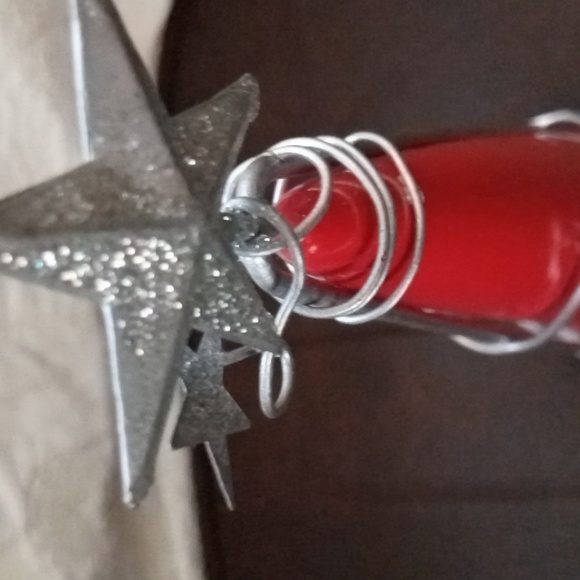 Christmas Tree Red Ceramic Candle Holder With Star Topper - Picture 3 of 5